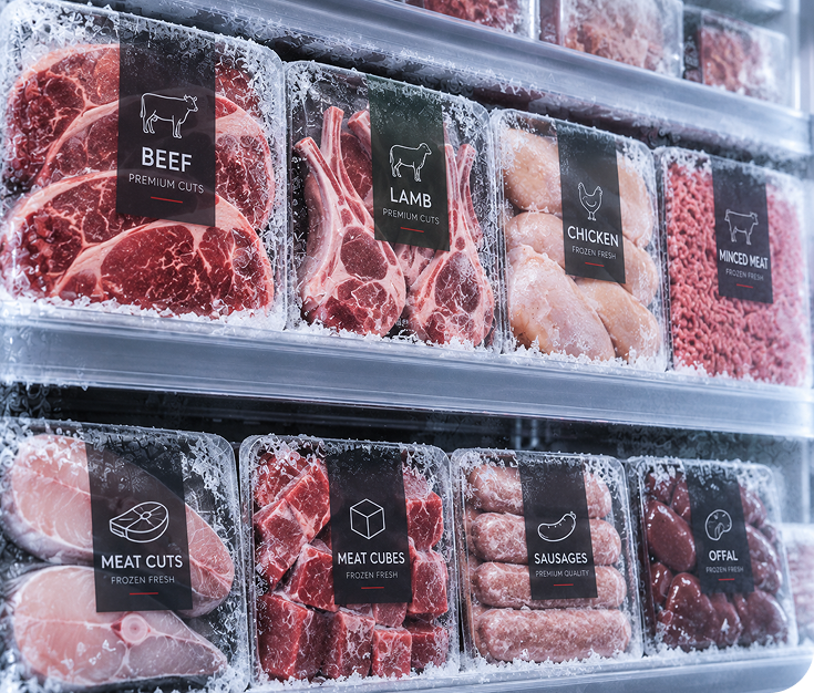 Premium ice cream products in cold storage